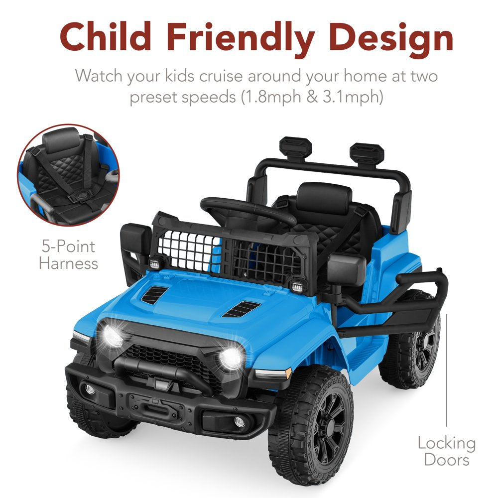 Best Choice Products 6V Kids Ride-On Truck Car w/ Parent Remote Control, 4-Wheel Suspension, LED Lights - Light Blue