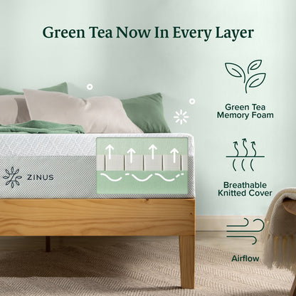 Zinus 8" Green Tea Luxe Queen Memory Foam Mattress, Made in the USA of US Foam and Global Materials, Adult