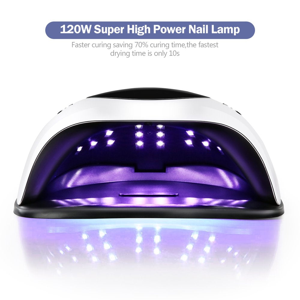 120W UV LED Nail Lamp,Portable Handle Curing Lamp for Gel Polish with 4 Timers Setting(White)