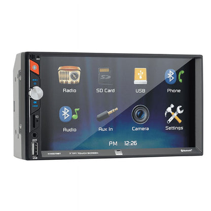 Dual Electronics XVM279BT 7 Inch, Car Stereo Head Unit, Double DIN with LED Touch Screen, Bluetooth, Micro SD, USB, MP3, Siri/Google Voice Activation