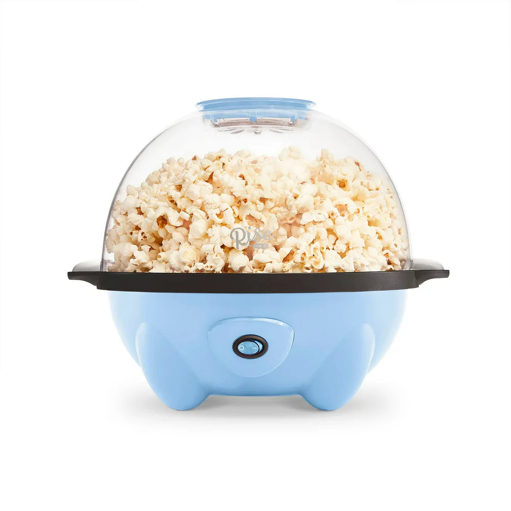  4.5 Qt. Stirring Electric Popcorn Popper with Lid for Serving Bowl & Convenient Storage, 18 Cups – Sky Blue