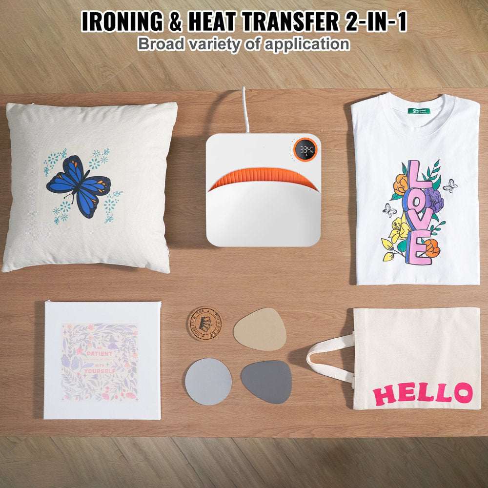 BENTISM Mini Heat Press Machine 9 X 9 in Portable Heat Press Machine Multifunctional Sublimation Transfer Easy Iron-On Press for T-Shirts