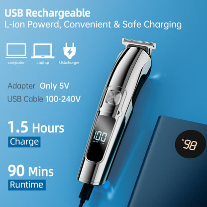 Mens Hair Clipper, 16 in 1 Hair Grooming Kit IPX7 Waterproof Beard Trimmer USB Rechargeable Wet/Dry