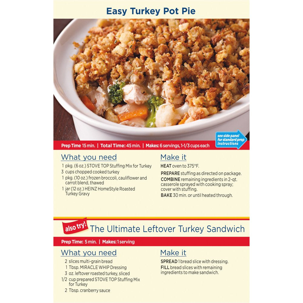 Stove Top Stuffing Mix for Turkey, 6 oz Box