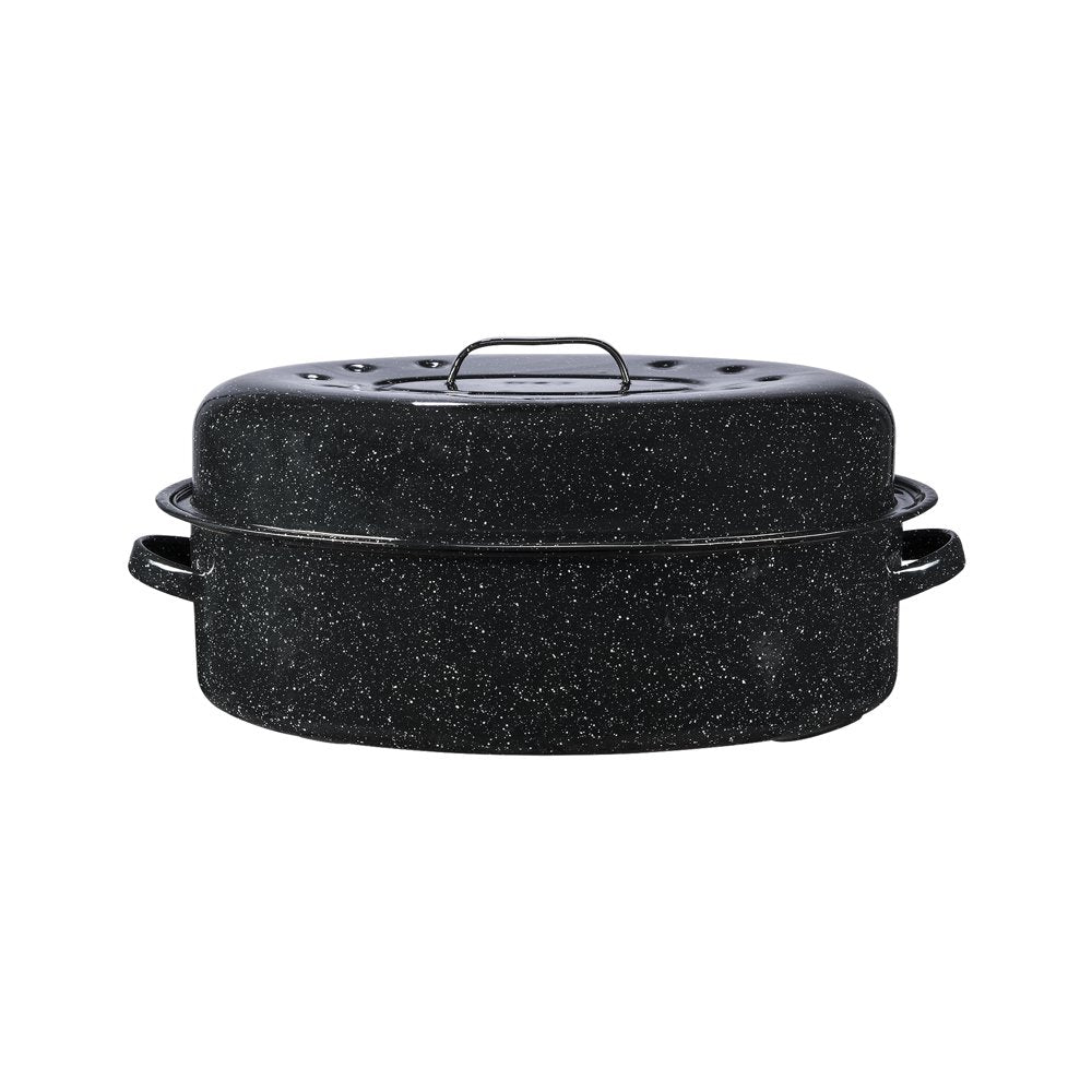 Granite Ware 18" Covered Oval Roaster, 15 Pound Capacity, Roasting Pan