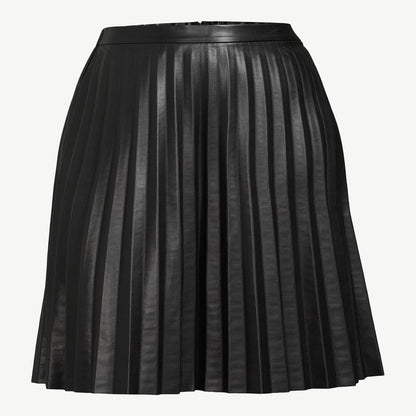  Women'S plus Pleated Faux Leather Skirt