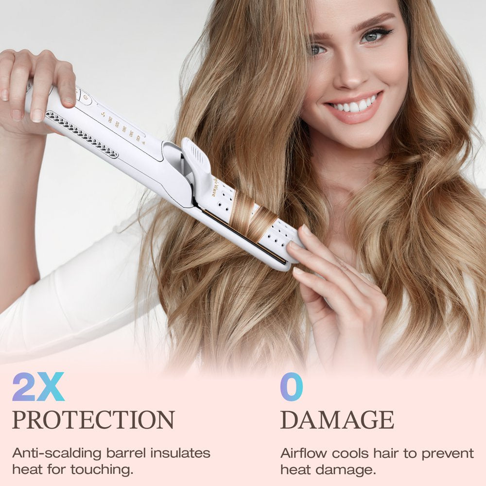 Jungle Wave Airflow Styler Hair Straightener and Curler - Ionic Flat Iron Curling Iron with 360° Cool Air Vents