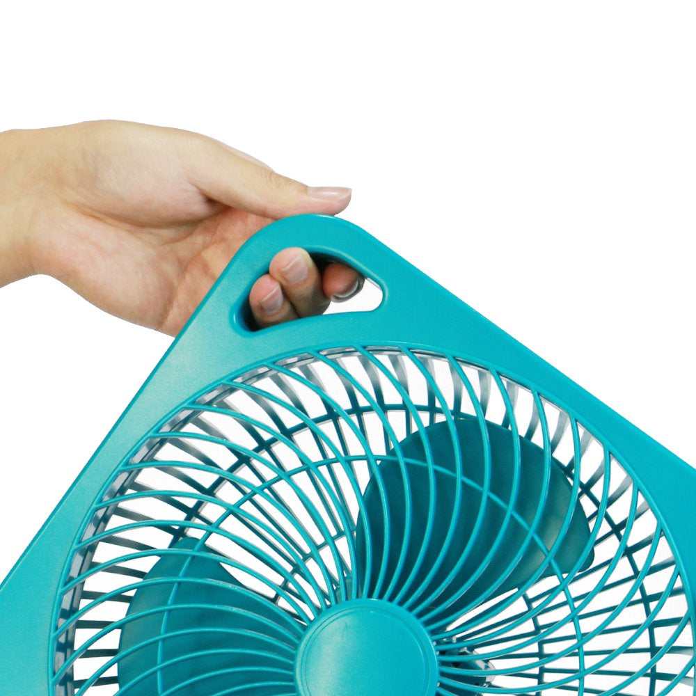 Mainstays 9 Inch Personal Box Fan with 3 Speeds Teal