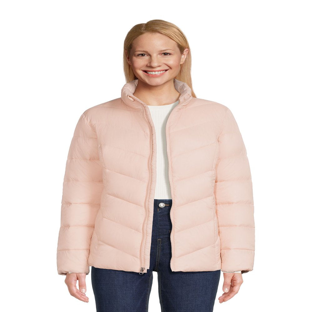 Time and Tru Women's Plus Chevron Midweight Puffer Jacket, Sizes XS-3X