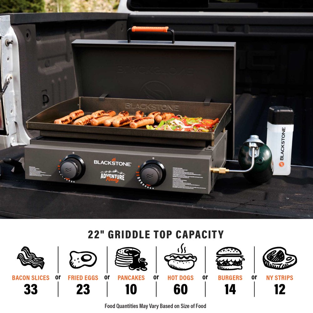 Blackstone Adventure Ready 2-Burner 22" Propane Griddle with Hard Cover in Smokey Mountain