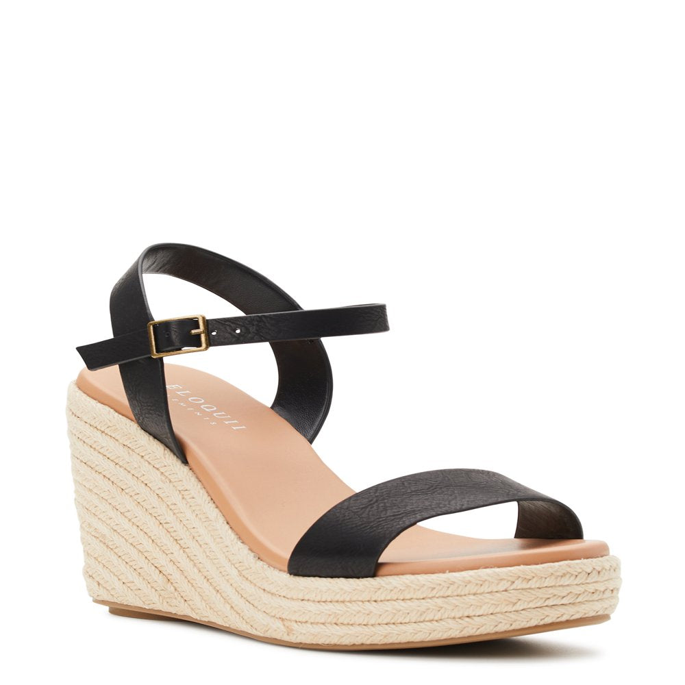 ELOQUII Elements Women's Wide Width Raffia Wedge Sandals