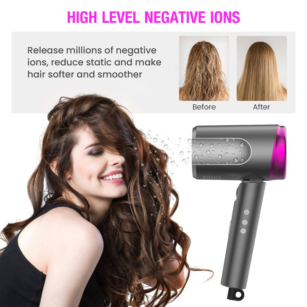 Sejoy High Speed Hair Dryer, 1800W Powerful Fast Blow Dryer, LED Display Negative Ion Hair Dryer Compact for Travel