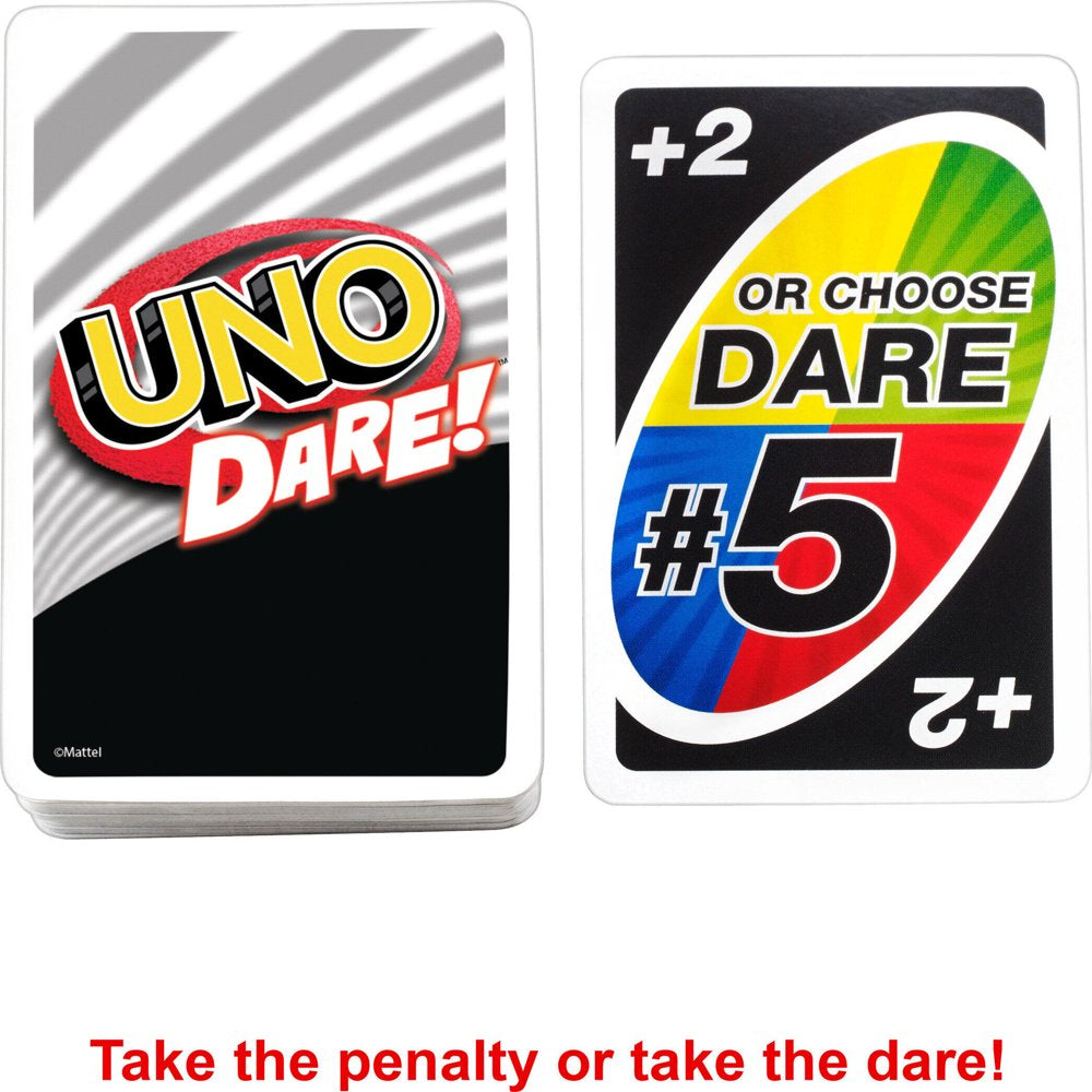 UNO Dare Card Game for Family Night Featuring Challenging and Silly Dares From 3 Categories