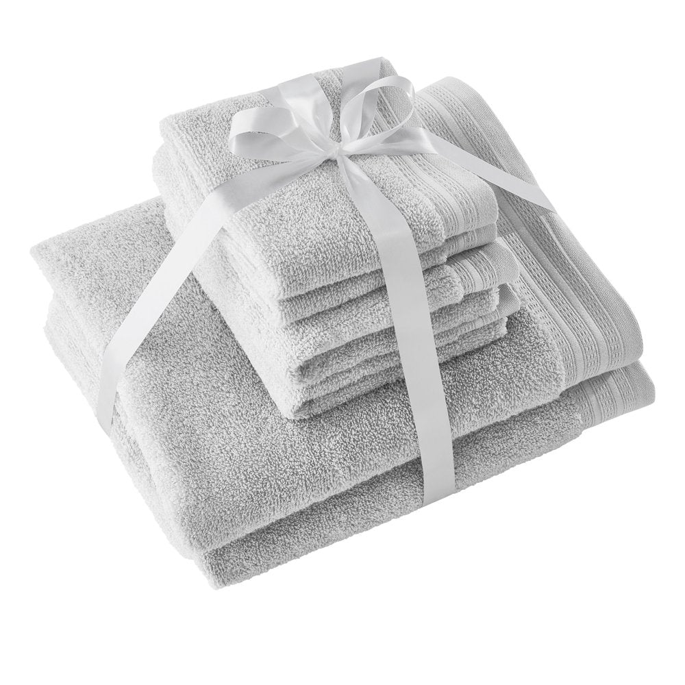 Hotel Style 6-Piece Egyptian Cotton Bath Towel Set, Platinum Silver