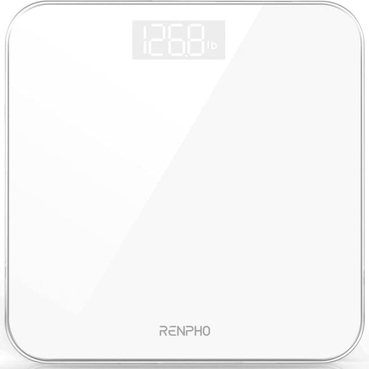 RENPHO Digital Body Weight Scale, Highly Accurate Scale for Body Weight with LED Display, round Corner Design, Anti-Slip, 400 Lb, White