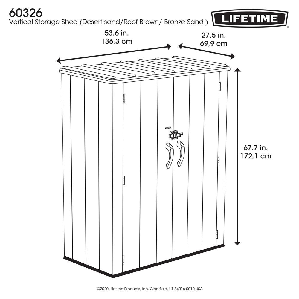 Lifetime Vertical Storage Shed (53 cubic feet) - 60326