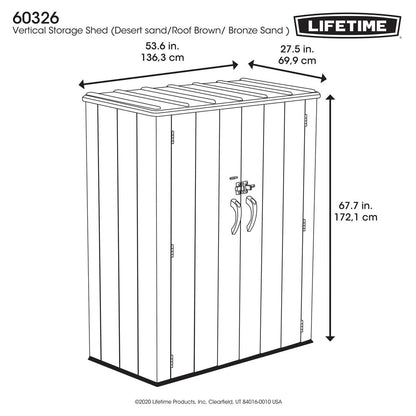 Lifetime Vertical Storage Shed (53 cubic feet) - 60326