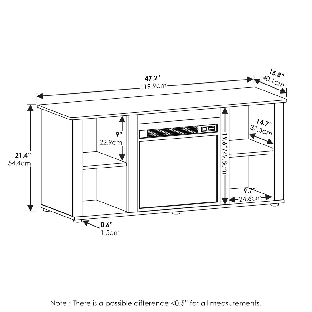 Furinno Jensen Fireplace TV Stand for TVs up to 55"