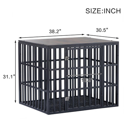 Pefilos 38" Heavy Duty Dog Crate for Large and Medium Dogs, Decorative Dog House with Cover Metal Dog Fence Cage Kennel Indoor, Black