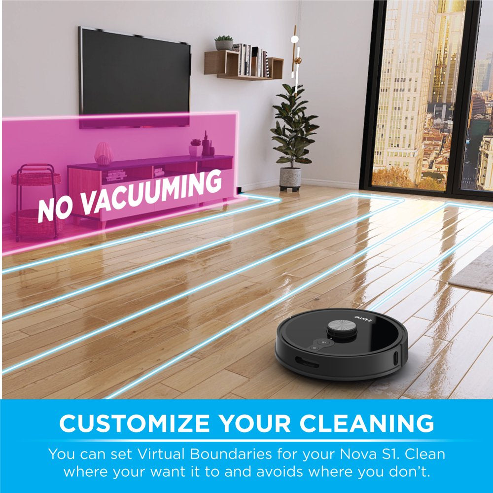 iHome AutoVac Nova S1 Robot Vacuum with LIDAR Navigation, 150 Min Runtime, 2700pa Suction