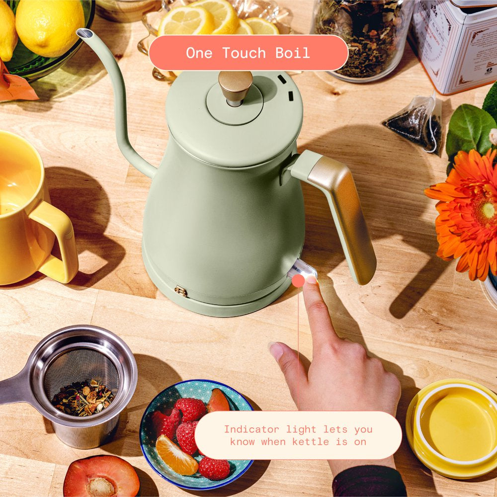 1.0L Electric Gooseneck Kettle, Sage Green by Drew Barrymore