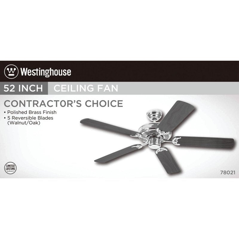 Westinghouse Contractor'S Choice 52 In. Polished Brass Indoor Ceiling Fan