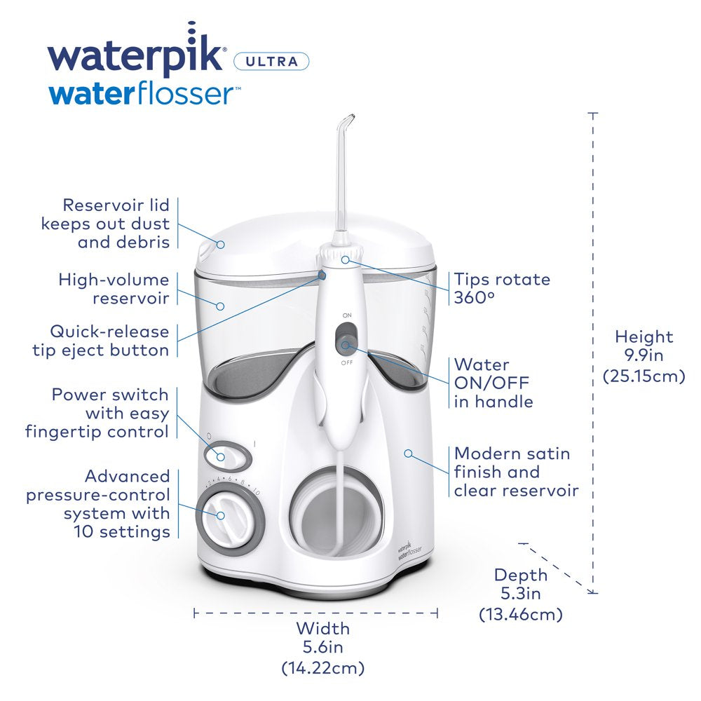 Waterpik Ultra Countertop Water Flosser Oral Irrigator, White