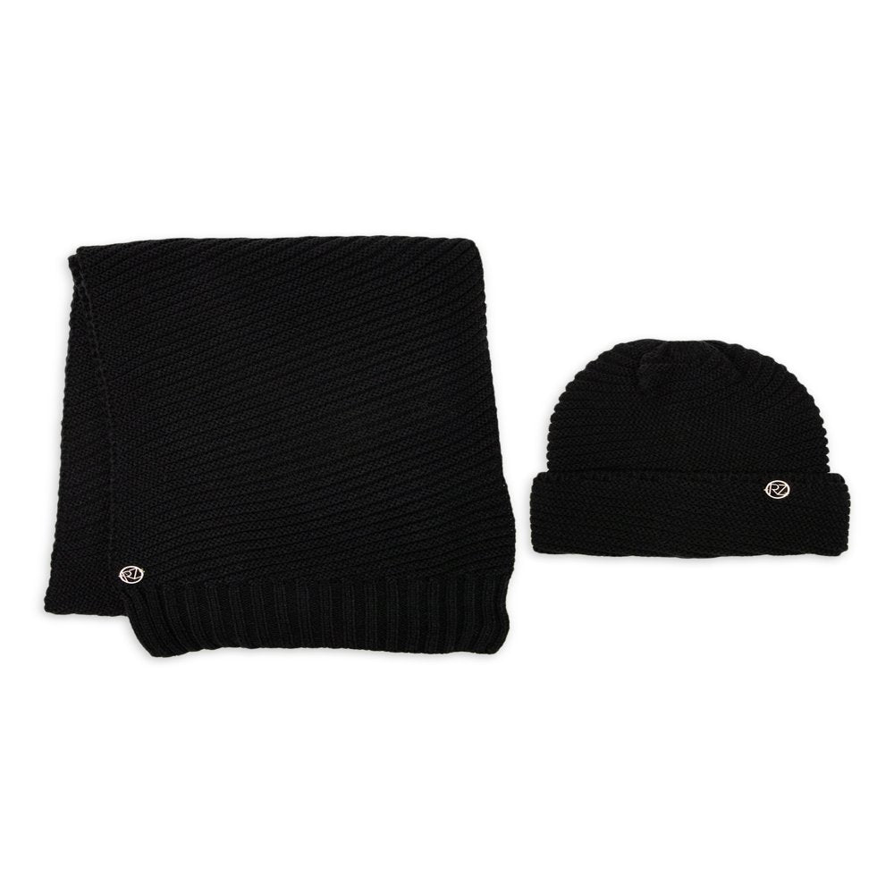 Rachel Zoe Brand Womens Diagonal Rib Knit Scarf and Beanie Style Hat 2 Piece Set