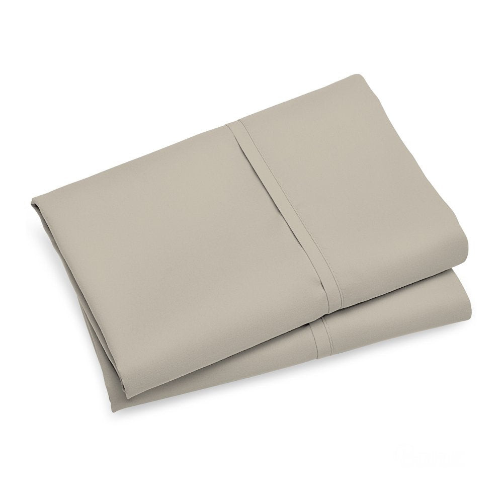 Purity Home Percale Weave Deep Pocket Organic Cotton Pillowcase King Beige