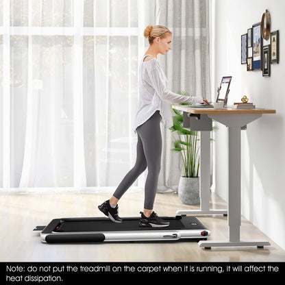 SuperFit Up To 7.5MPH 2.25HP 2 in 1 Dual Display Folding Treadmill Jogging Machine W/APP Control Dual Display Screen Silver