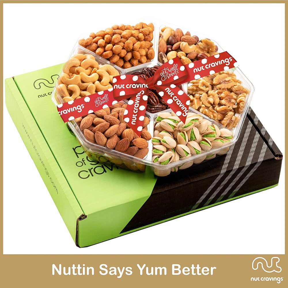 Nut Cravings Get Well Soon Gift Basket, Premium Gourmet Nuts Platter (7 Assortments)