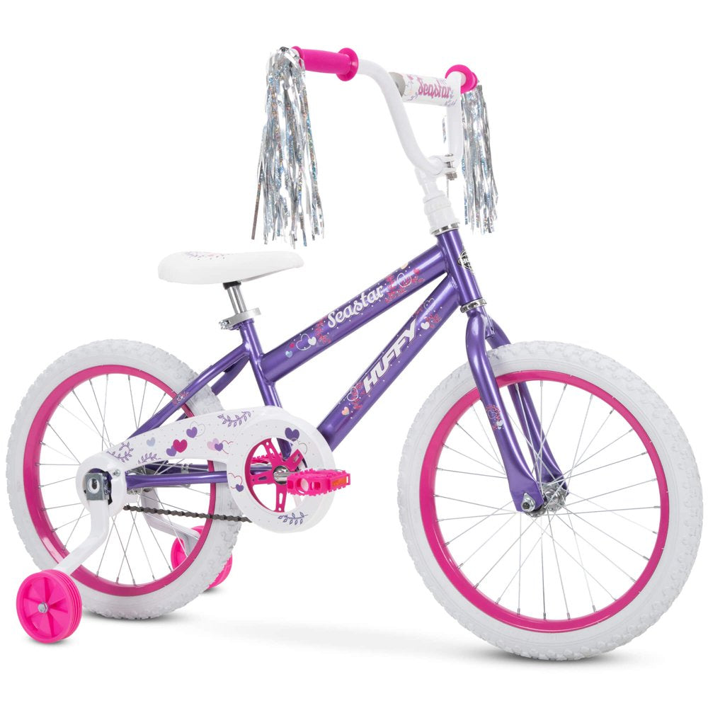 Huffy 18 in. Sea Star Kids Bike for Girls Ages 4 and up,Child, Metallic Purple