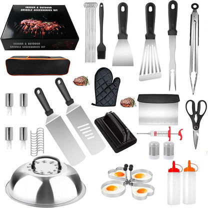 BBQ Tools Set，Griddle Accessories Set, 45pcs Outdoor Barbecue Tools, for Blackstone Griddle Utensils and Camp Chef Stainless Cooking Accessories Tools Kit, Set with Spatula, BBQ Tongs, Egg Ring