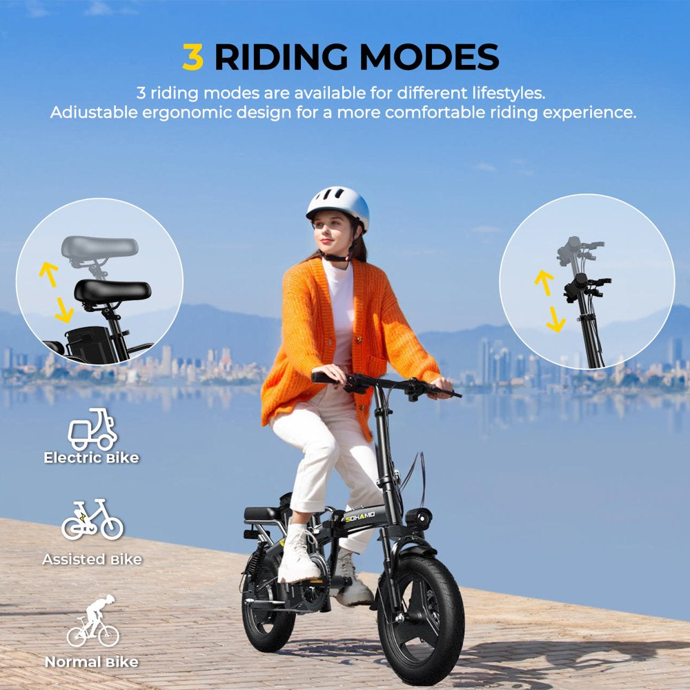 SOHAMO A2 Folding Electric Bike for Adults and Teens, 400W Motor Mini E-Bike 48V 12Ah Removable Battery 20 mph City Commuter Bike, Full Suspension