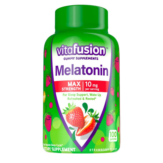 vitafusion Max Strength Melatonin Gummy Supplements, Strawberry Sleep Supplements, 100 Ct