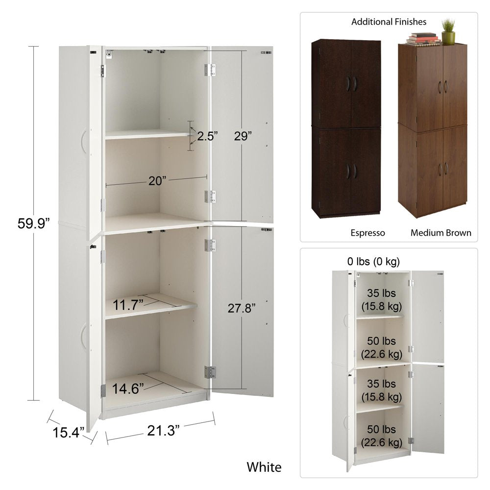 Mainstays 4-Door 5' Storage Cabinet, Espresso