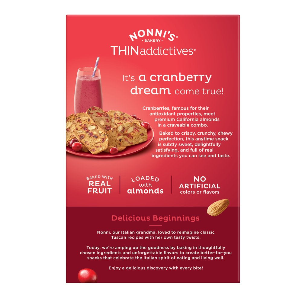  Cranberry Almond Thin Cookies, 18 Count - 6 Packs of 3 Cookies, 4.4 oz