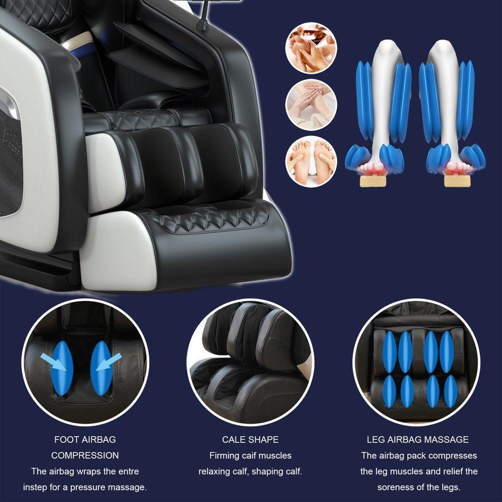 Relax Rejuvenate Zero Gravity Massage Chair Full Body Recliner Air Pressure, Bluetooth, Heat, and Foot massage Black