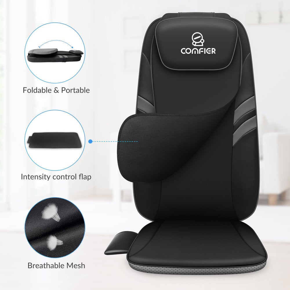 Comfier Heated Back Massager for Back Pain Relief, Massage Chair Pad Seat Cushion with APP Control -Black