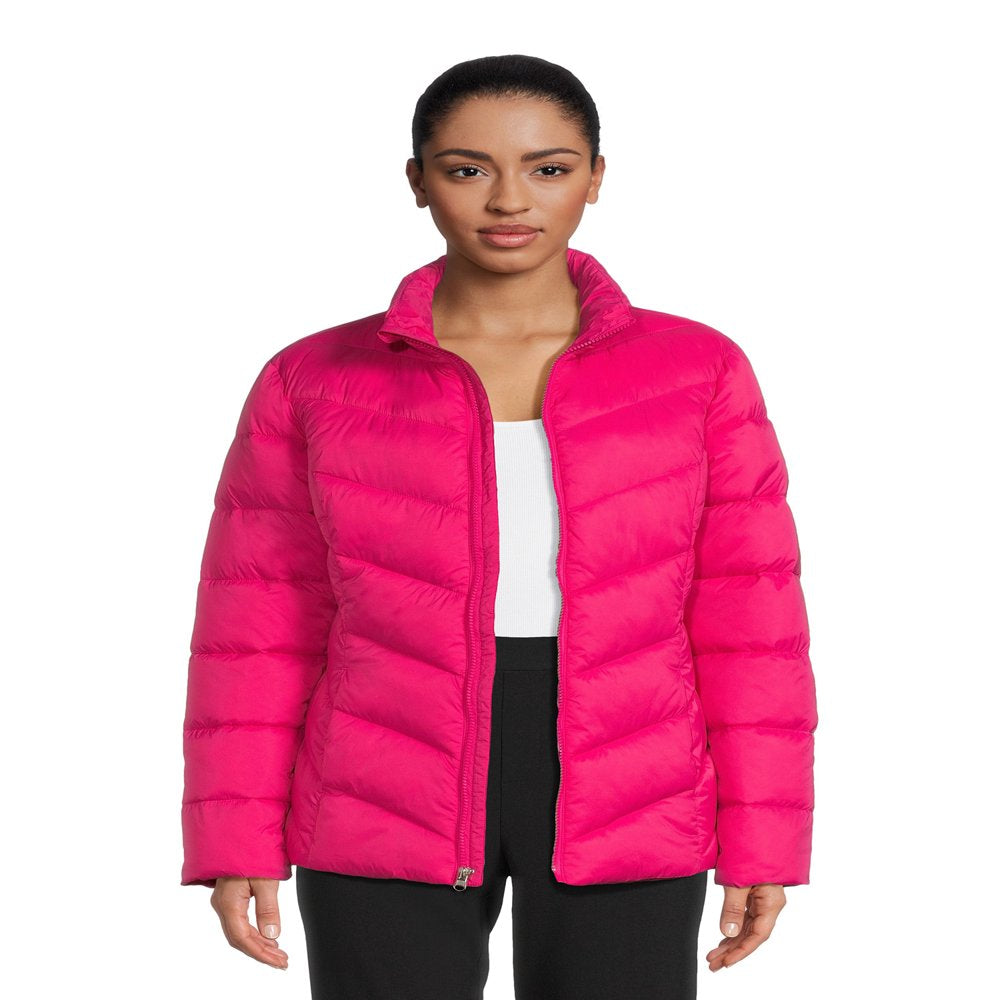 Time and Tru Women's Plus Chevron Midweight Puffer Jacket, Sizes XS-3X