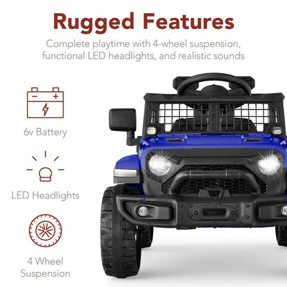 Best Choice Products 6V Kids Ride-On Truck Car w/ Parent Remote Control, 4-Wheel Suspension, LED Lights - Blue