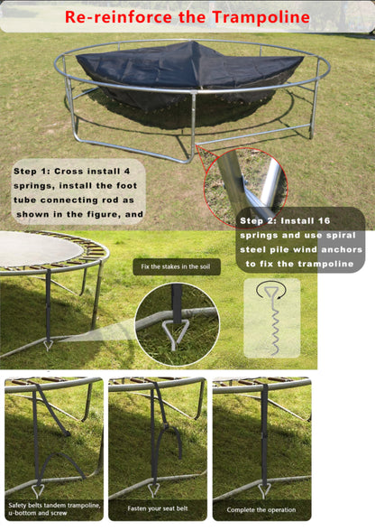 16FT Trampoline for 8-9 Kids Adults with Basketball Hoop, Ladder, Light, Sprinkler, Socks, ASTM Approved Outdoor Heavy Duty Recreational Trampoline