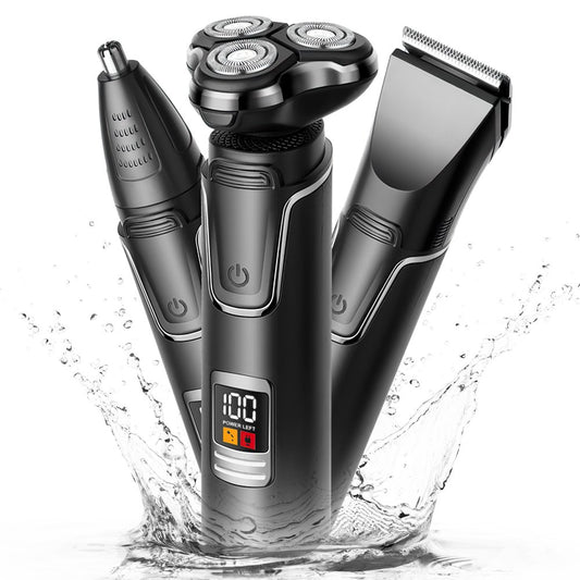 Electric Shaver Razor for Men, 3 in 1 Men’s Cordless LED Display IPX7 Waterproof Facial Nose Hair Beard Trimmer Grooming Kit with Wet Dry Rechargeable Use