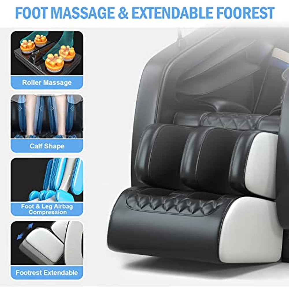 Relax Rejuvenate Zero Gravity Massage Chair Full Body Recliner Air Pressure, Bluetooth, Heat, and Foot massage Black