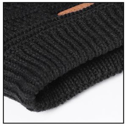 COOPLUS Slouchy Beanie Hats for Men Warm Winter Hats Mens Beanie Cap Lined Knit Thick Hat （Black 1 Piece）