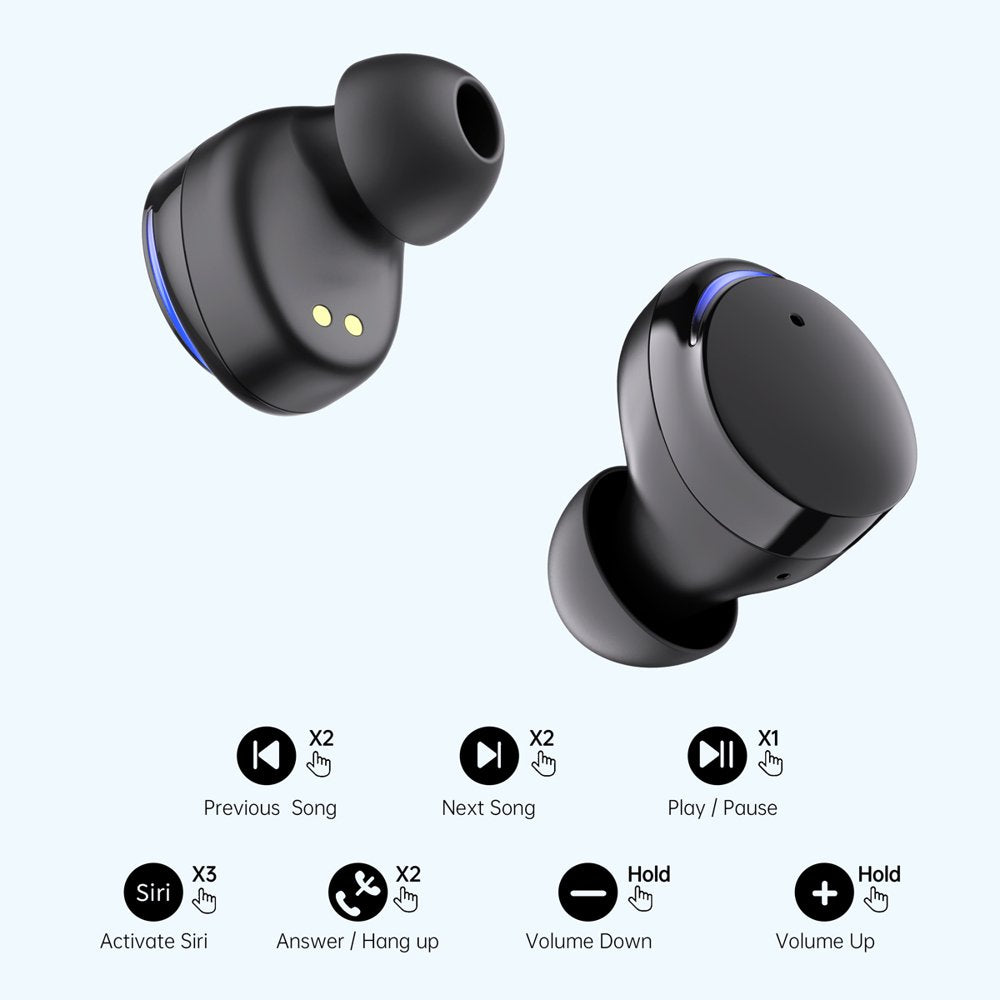 Wireless Earbuds, Bluetooth 5.0 Headphones IPX8 Waterproof, Hight-Fidelity Stereo Sound Quality in Ear Headset, Built-In Mic LED Charging Case & 21 Hours Playtime, for Smartphones Laptops Running Gym
