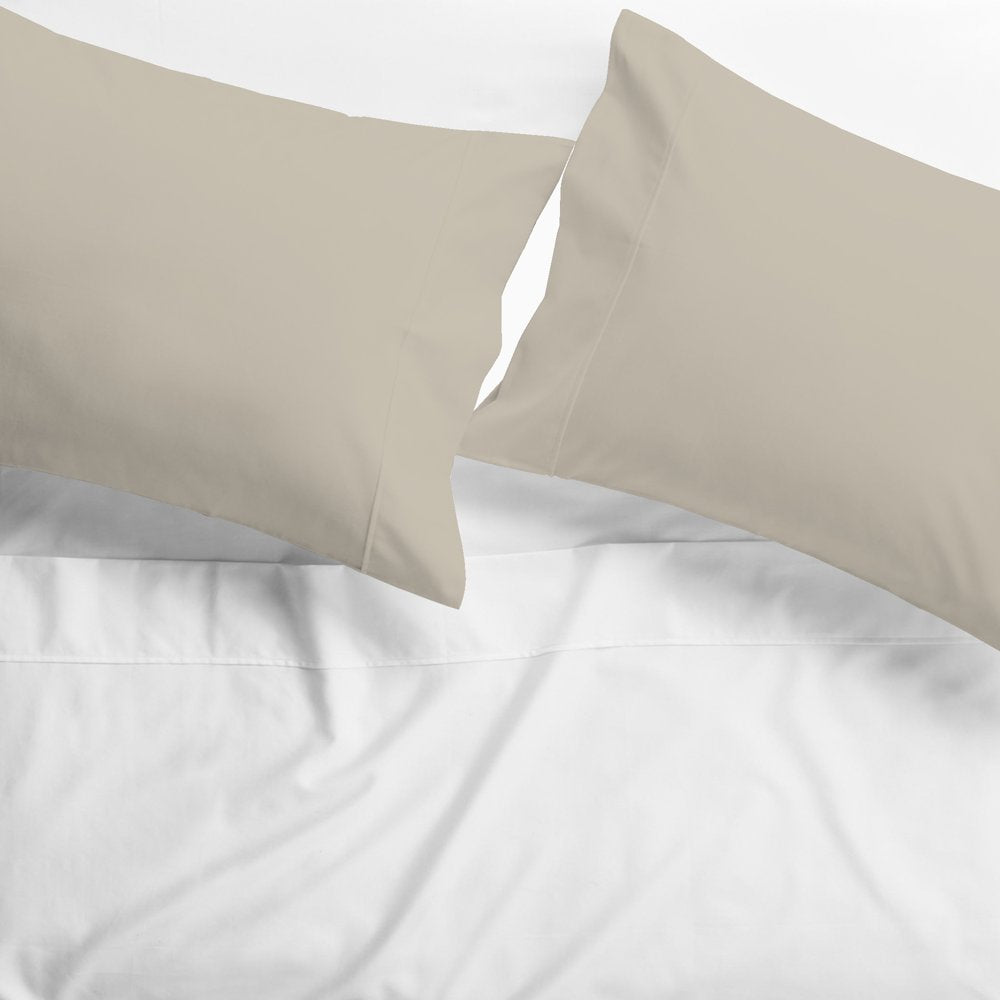 Purity Home Percale Weave Deep Pocket Organic Cotton Pillowcase King Beige