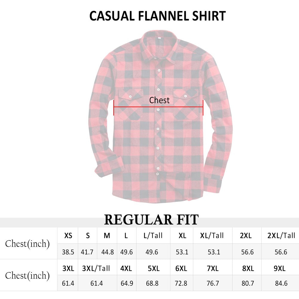 Alimens & Gentle Mens Long Sleeve Red Plaid Flannel Shirts Casual Button Down Regular Fit