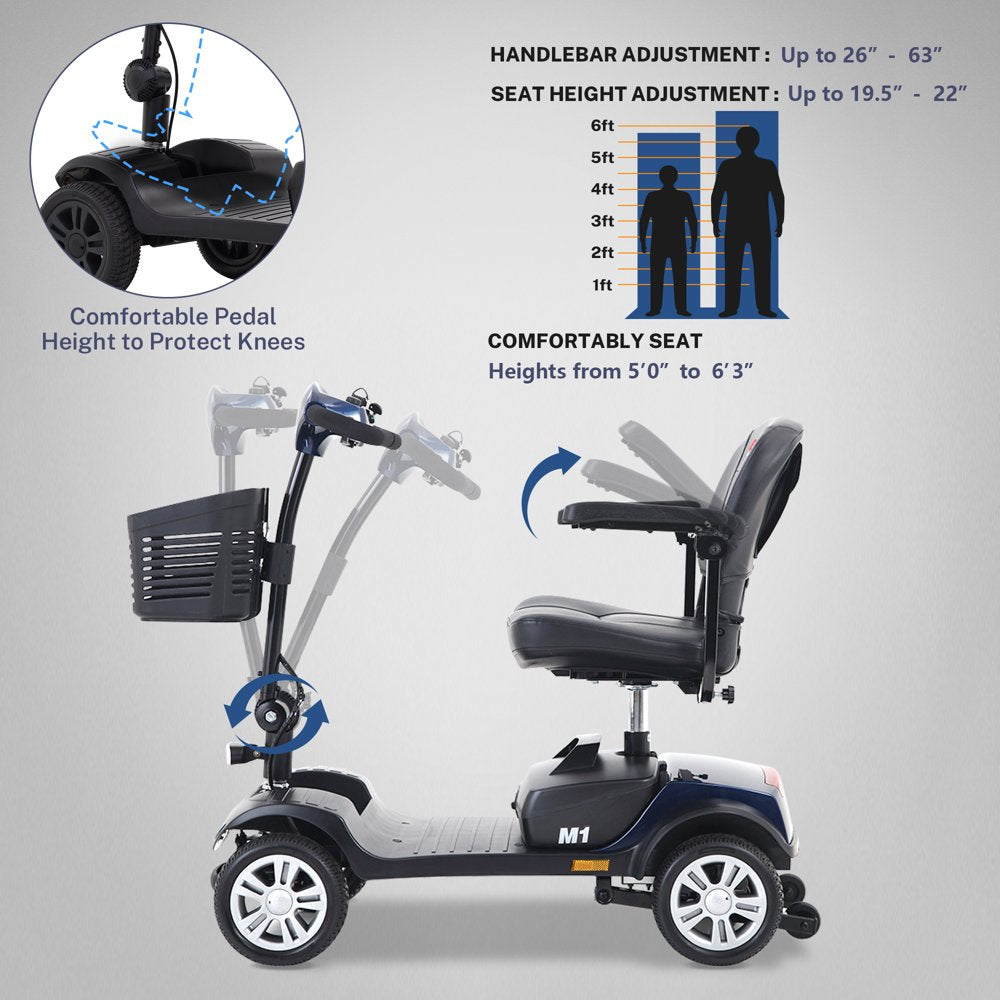 Segmart Mobility Scooter, Durable Heavy Duty 4 Wheel Seniors Mobile Device with Lights, 300lbs, Blue