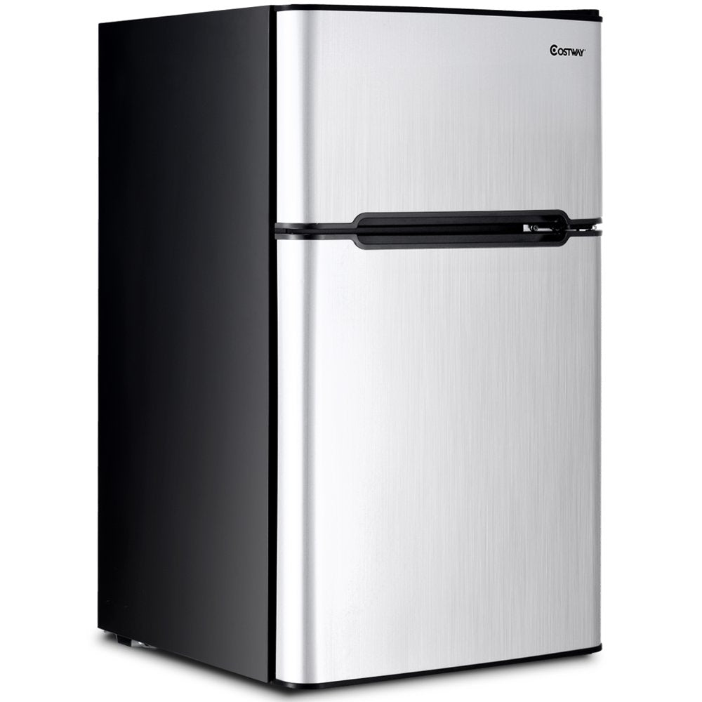 Costway  Refrigerator Small Freezer Cooler Fridge Compact 3.2 cu ft. Unit, Grey